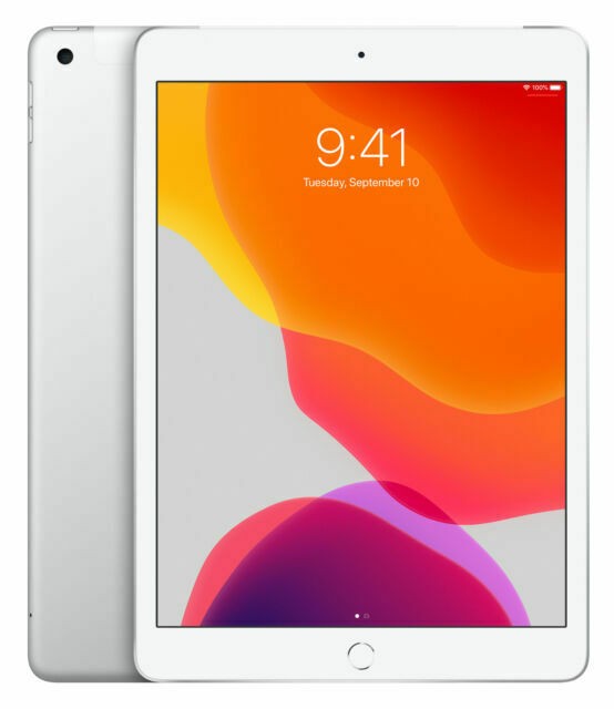 Front and back view of a silver Apple iPad 7th Generation A2200 32GB tablet displayed on a neutral background.