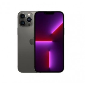 Front and back view of a pre-owned iPhone 13 Pro Max smartphone with a large screen and triple camera system on a clean background.