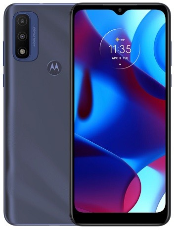 Front and back view of the Motorola G Pure smartphone displayed against a clean neutral background.