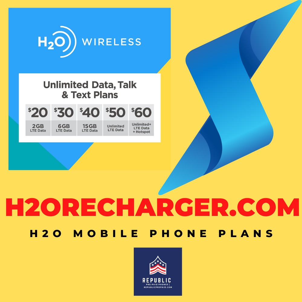 A physical H2O Phone Plans yearly unlimited prepaid calling plan card displayed against a clean white background.