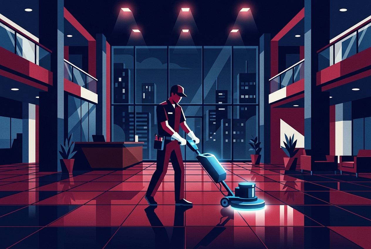 Cleaning & Janitorial — Clean when you arrive. Build America trade artwork