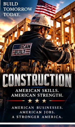 Construction — Build tomorrow today. Build America trade artwork