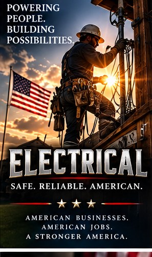Electrical — Powering people. Building possibilities. Build America trade artwork