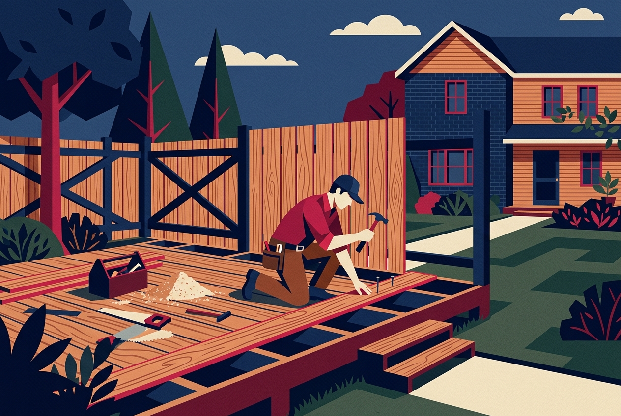 Fencing & Decks — Outdoor space, built in. Build America trade artwork