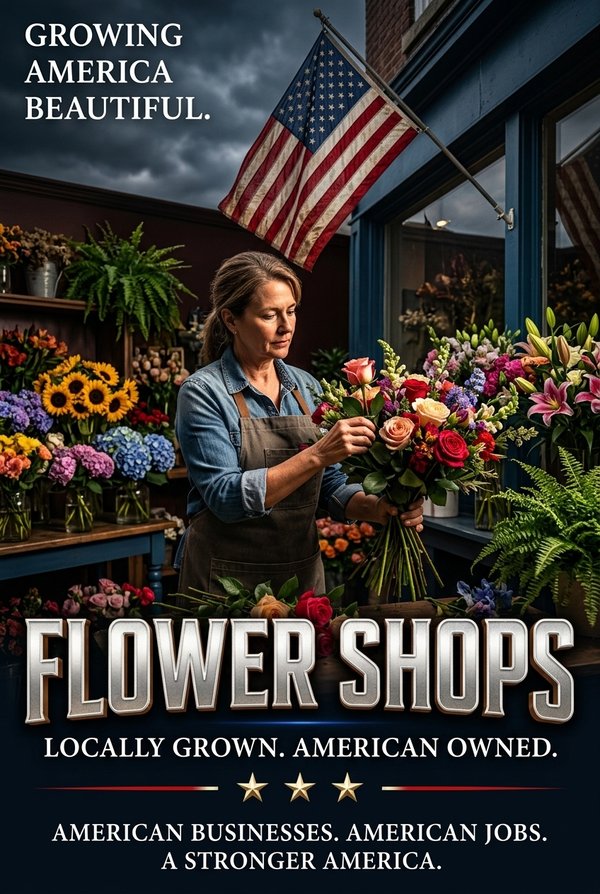Flower Shops — Growing America beautiful. Build America trade artwork