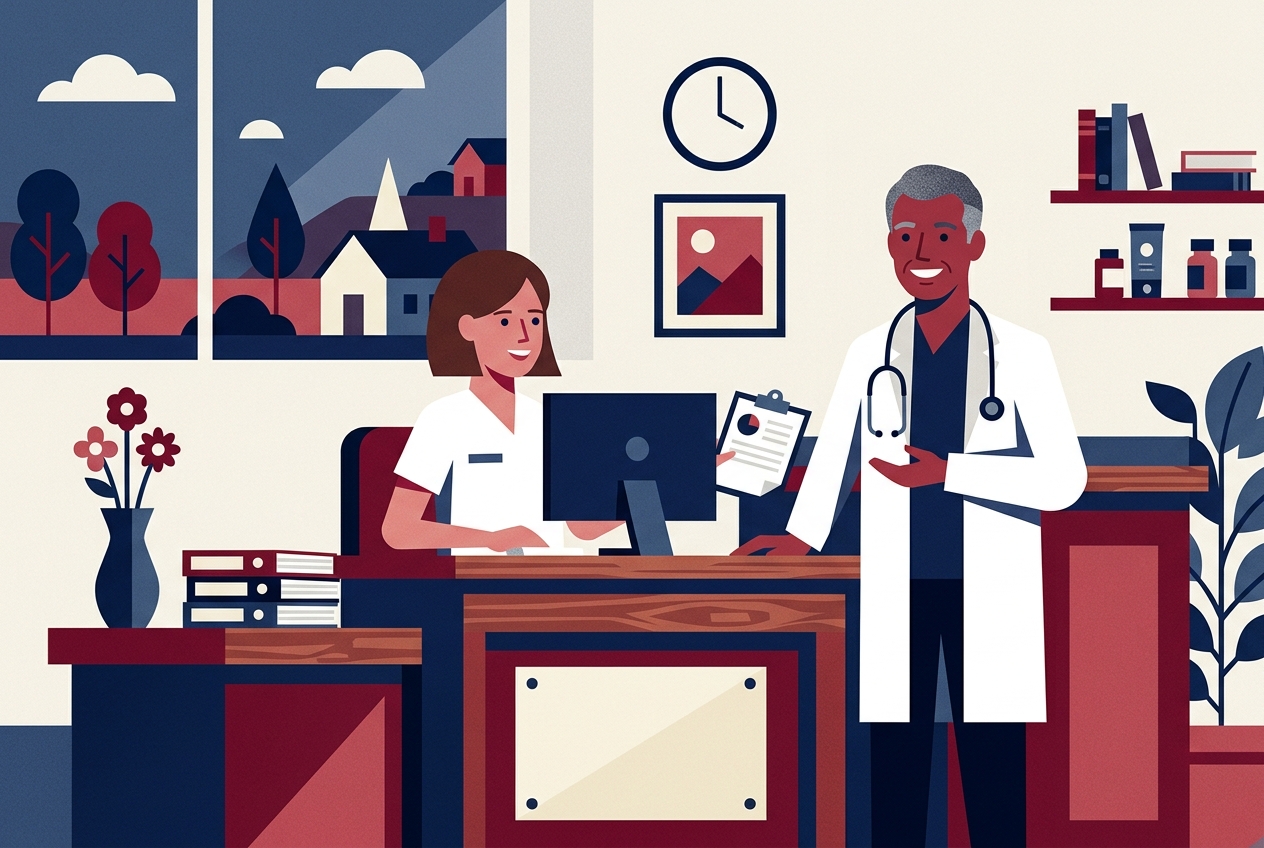 Healthcare & Clinics — Care close to home. Build America trade artwork