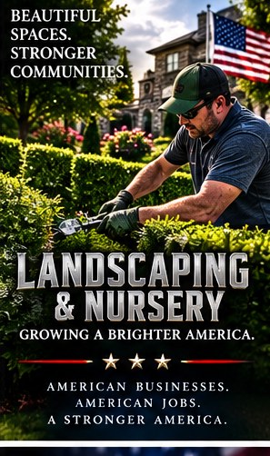 Landscaping & Nursery — Beautiful spaces. Stronger communities. Build America trade artwork
