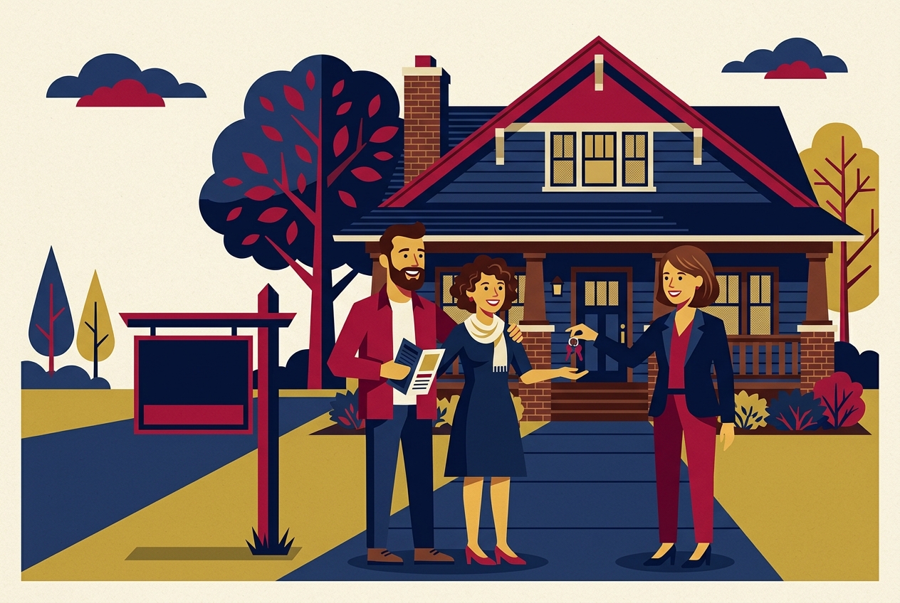 Real Estate — Home and ground. Build America trade artwork