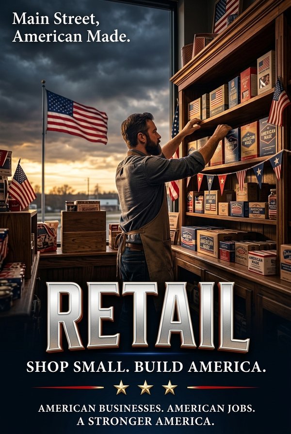 Retail — Main Street. American made. Build America trade artwork