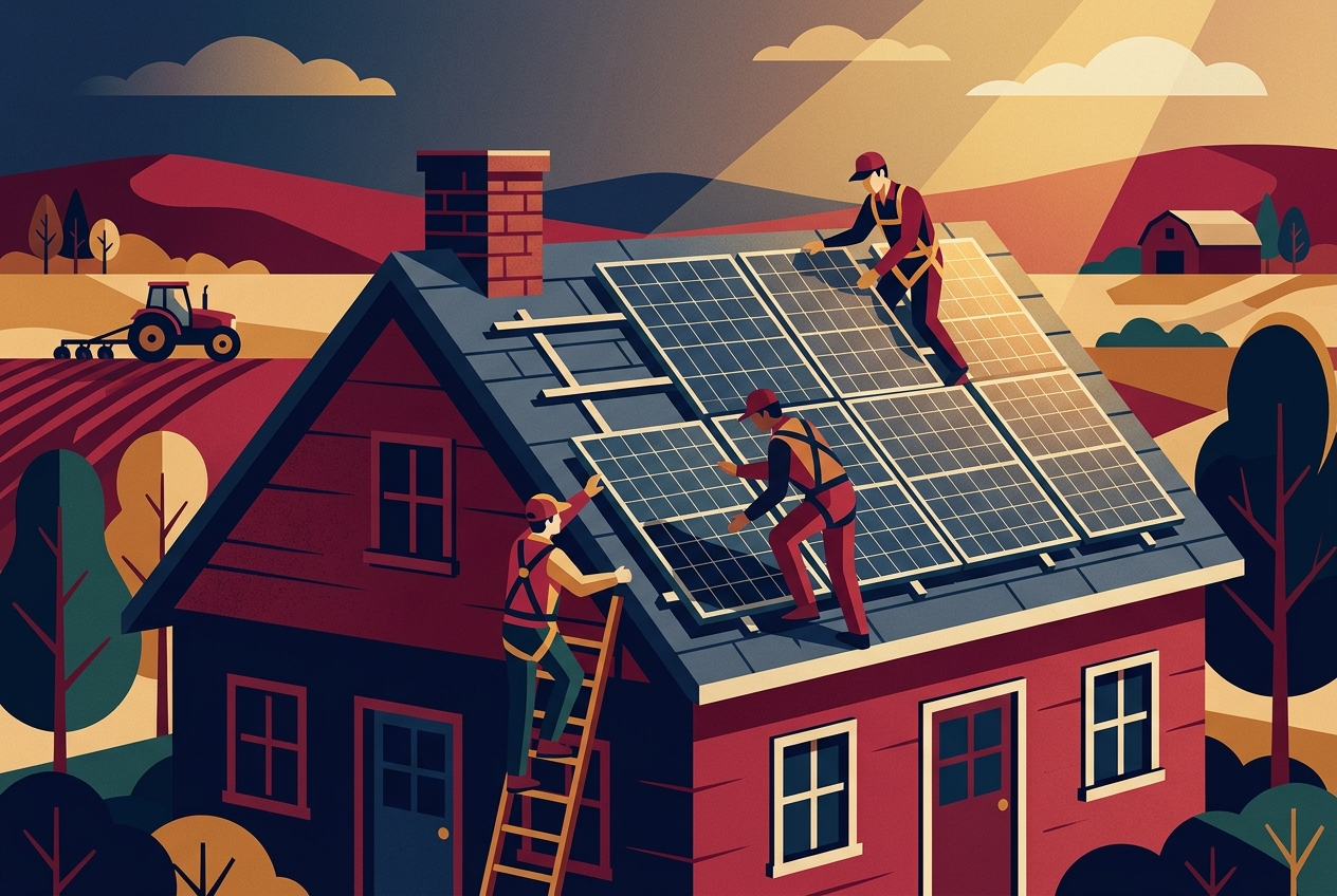 Solar & Energy — Power from the roof. Build America trade artwork